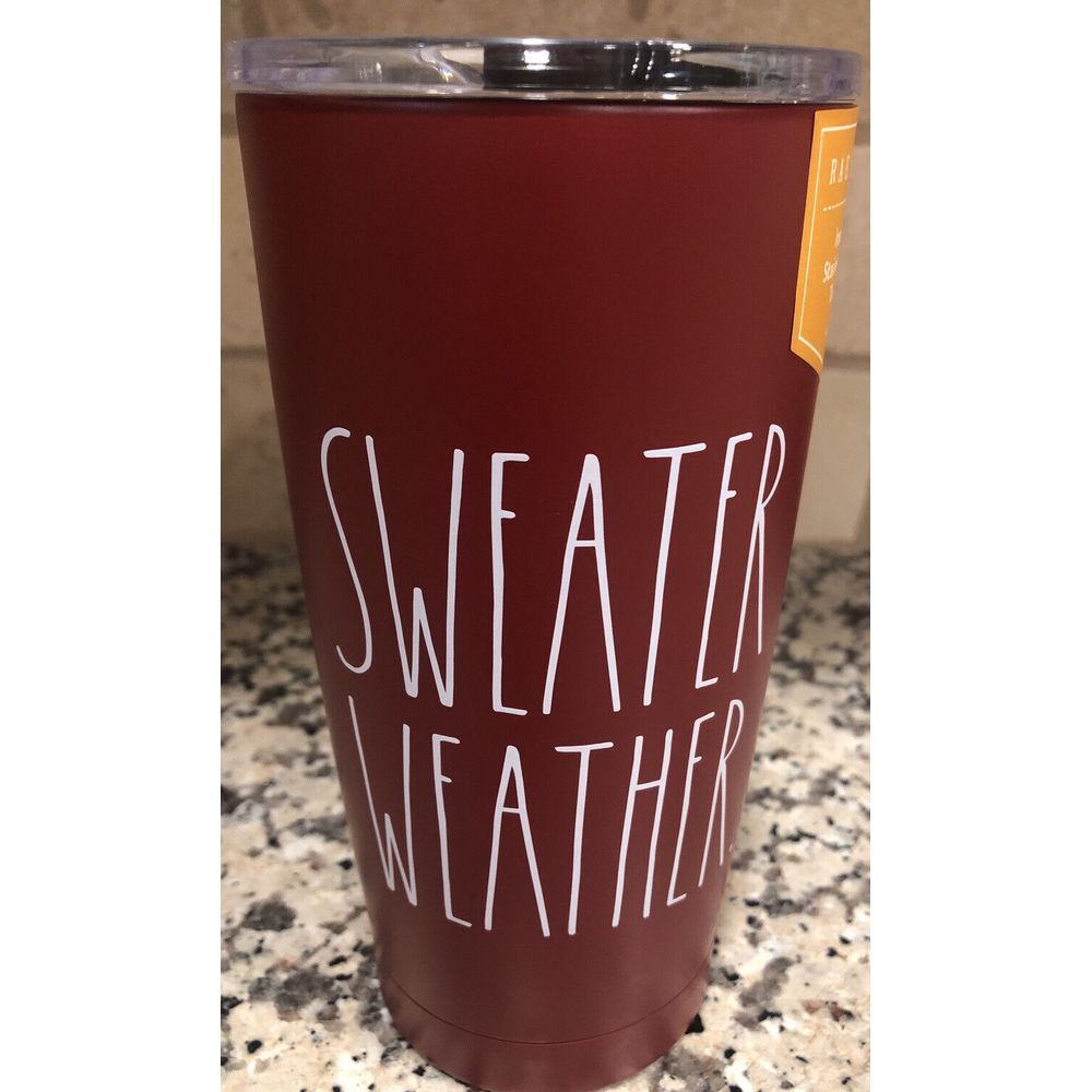 Rae Dunn Fall Red SWEATER WEATHER Insulated Tumbler Stainless Steel 17oz NEW
